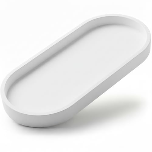 Silicone Bathroom Vanity Tray - Oval Sink Organizer for Soap & Accessories