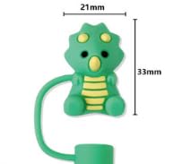 Green Dinosaur Silicone Straw Caps for Stanley Cup - 5 Pack