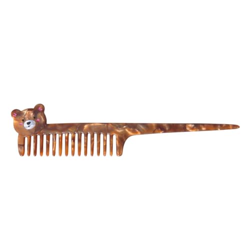 Cute Brown Bear Cellulose Acetate Wide Tooth Hair Comb for Detangling