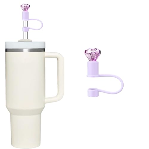 Purple Diamond Silicone Straw Toppers for Stanley Tumblers