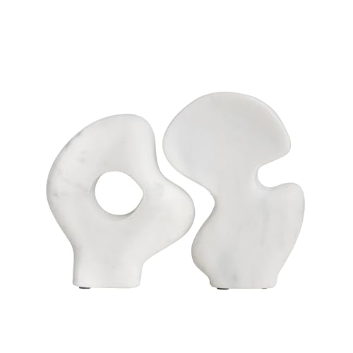 Bloomingville Decorative Abstract Marble Sculptures, Set of 2 Styles, White