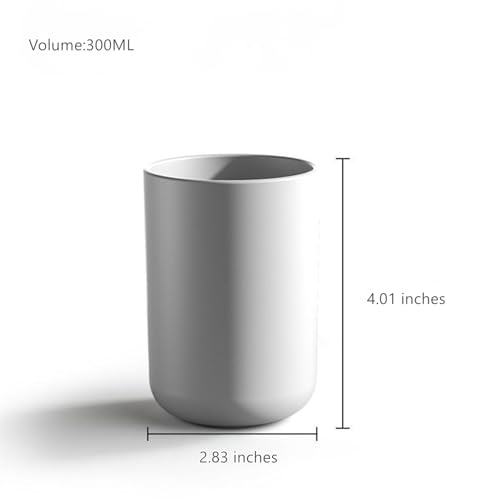 Grey Plastic Toothbrush Holder Cups - 2 Pack, 300ml