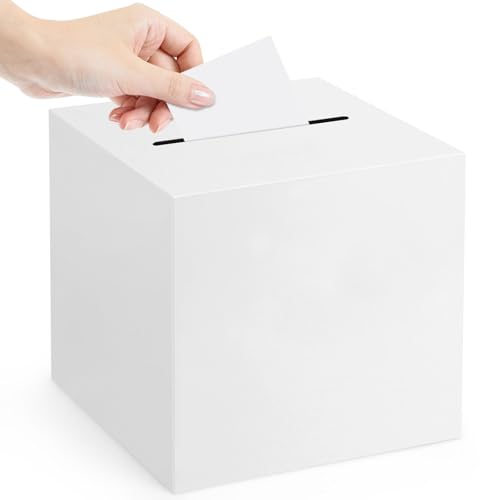 White Card Box with Slot - 11.4'' Money Box for Weddings & Parties