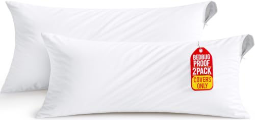 Utopia Bedding White Body Pillow Protectors Set of 2 with Zipper