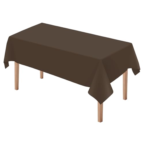DaiUni Brown Plastic Disposable Tablecloth 54" x 108" Rectangle