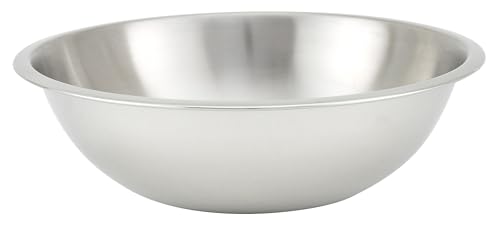 Winco 4 Quart Heavy-Duty Stainless Steel Mixing Bowl - Shallow Design (2 Pack)