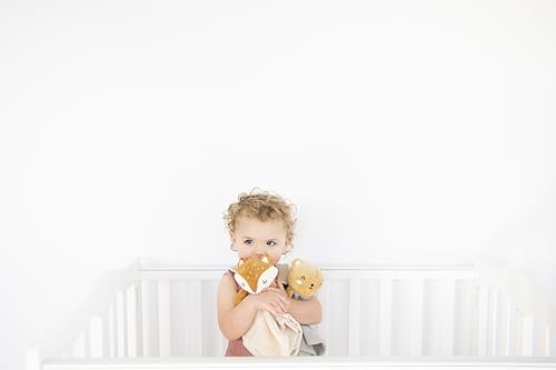 Pearhead Fox Baby Lovey, Organic Cotton Muslin Security Blanket
