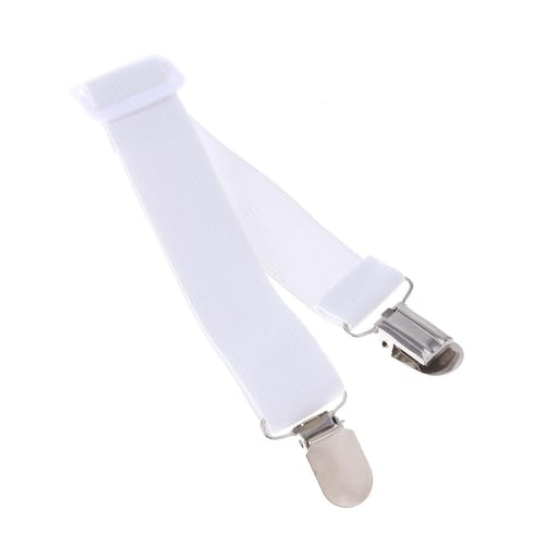 Adjustable White Bed Sheet Fasteners - Heavy Duty Elastic Straps for Fitted & Flat Sheets