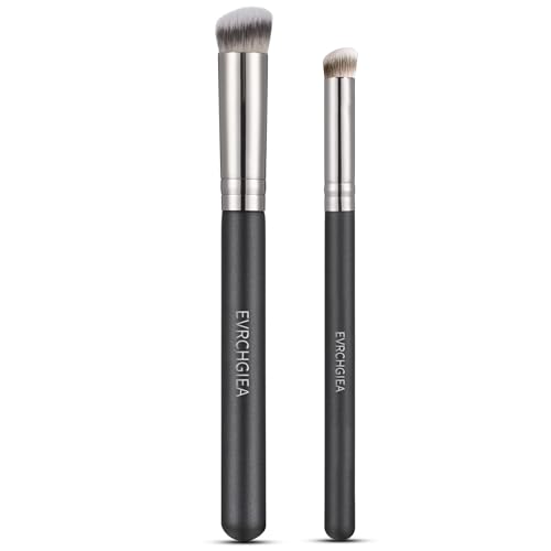 Angled Flat Concealer Brush Set 2Pcs Dense Under Eye Contour Brush