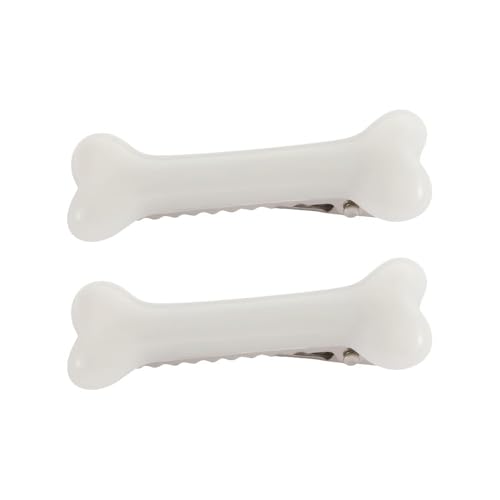 Dog Bone Hair Clips White Alligator Barrettes Set of 2