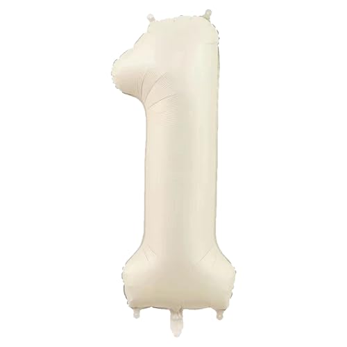 Fezava 40 Inch Cream Number 1 Balloon for 1st Birthday Party Decorations