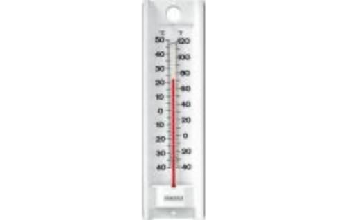 Taylor EMW0063562 Weather-Resistant Aluminum Indoor/Outdoor Thermometer - White, 2-1/4" x 8-7/8"
