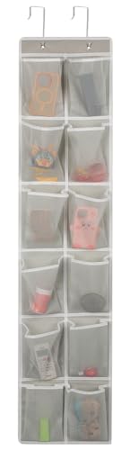 GOMAJI Gray Over the Door 12-Pocket Shoe Organizer, Durable & Space-Saving