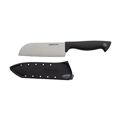 Farberware EdgeKeeper 5" Santoku Knife Pack of 12 with Self-Sharpening Blade Cover - Black/Gray