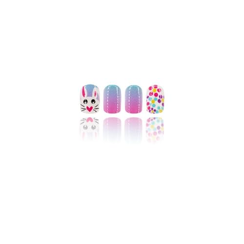 BHOOKA Easter Press on Nails Short Square Rabbit False Nails 24 Pcs