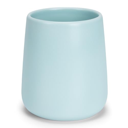 Ceramic Bathroom Tumbler Cup - 400ml Toothbrush Holder (Cyan)