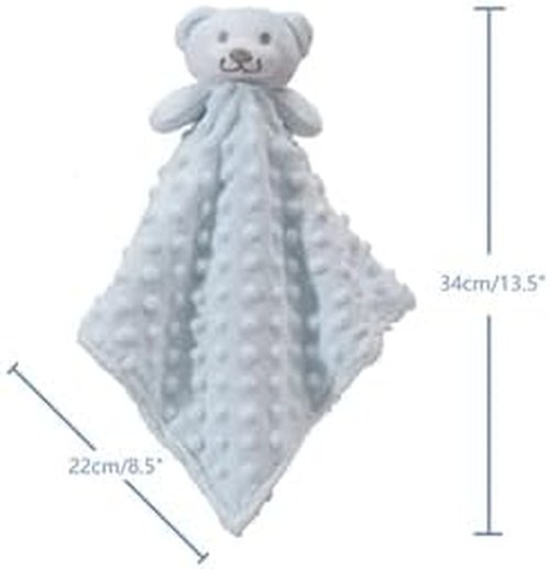 CREVENT Cozy Plush Baby Security Blanket - Minky Dot Front & Sherpa Back, Blue Bear Design