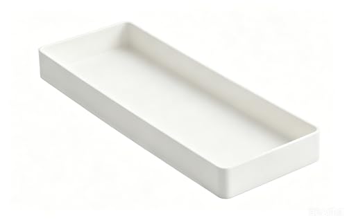 Amazon Basics White Rectangular Plastic Desk Organizer Half Accessory Tray 9.4" x 3.3" x 1"