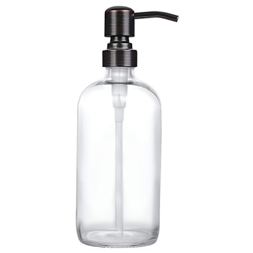 Clear Glass Soap Dispenser with Oil Rubbed Bronze Pump - 16oz