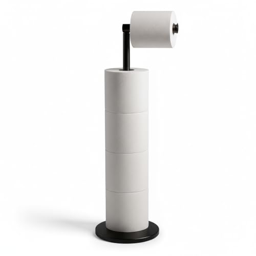 ZISH Freestanding Toilet Roll Holder - Stainless Steel Paper Organizer