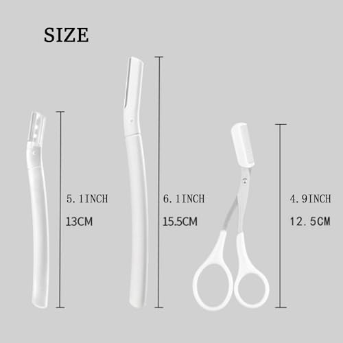 Eyebrow Razor Set with Facial Scissors and Protective Covers