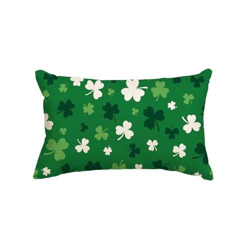 AVOIN colorlife 20x12 Inch St. Patrick's Day Clovers Throw Pillow Cover Shamrock Green Cushion Case for Sofa Couch