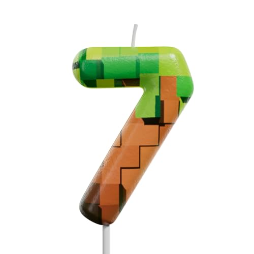 Pixel Art Number Candle - 2.7 Inch Video Game Cake Topper
