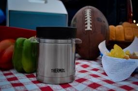 Thermos Food Jar with Microwavable Container, 12-Ounce, Stainless Steel