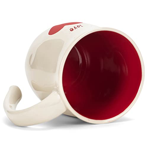 DEMDACO Love Red Heart Cream 16 ounce Stoneware Christmas Mug