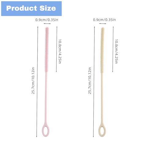 4PCS Reusable Silicone Straw Cleaner Brushes - Pink & Beige