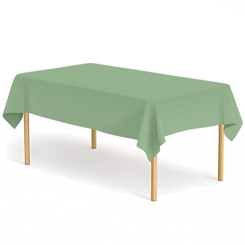 Sage Green Disposable Tablecloths 2-Pack | 54 x 108 Inch Rectangular Covers