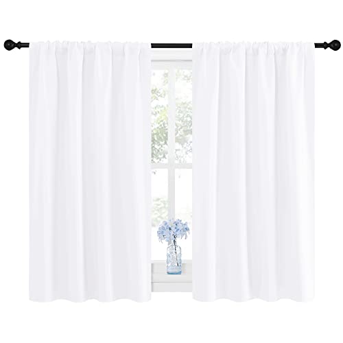 NICETOWN Semi Blackout Curtain Panels - 42x48 Inches, White, Set of 2