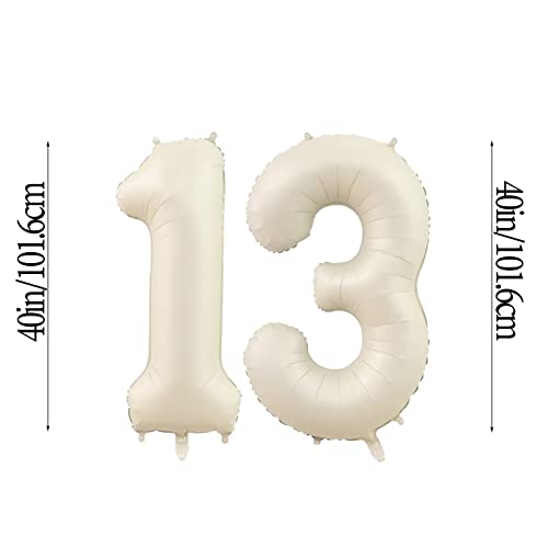 40 Inch Cream White Number 13 Foil Balloon for Birthday Party
