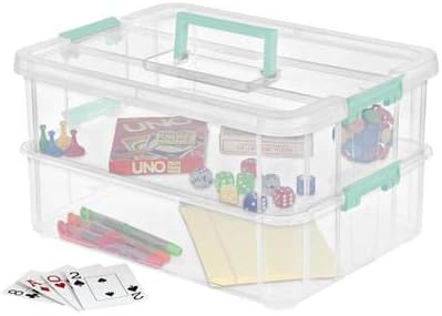 Sterilite Stack & Carry 2-Layer Box - Clear Lid & Blue Handle for Easy Organization