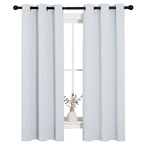 NICETOWN Greyish White Blackout Curtains, 34" W x 63" L, 2 Panels