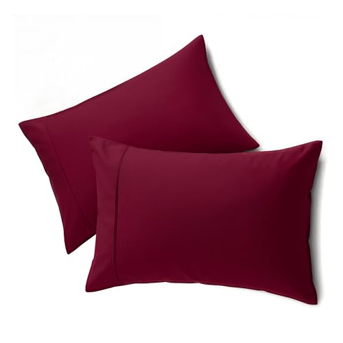 QUEENSBAY Queen Pillowcases, Set of 2 Soft Microfiber Covers, Burgundy