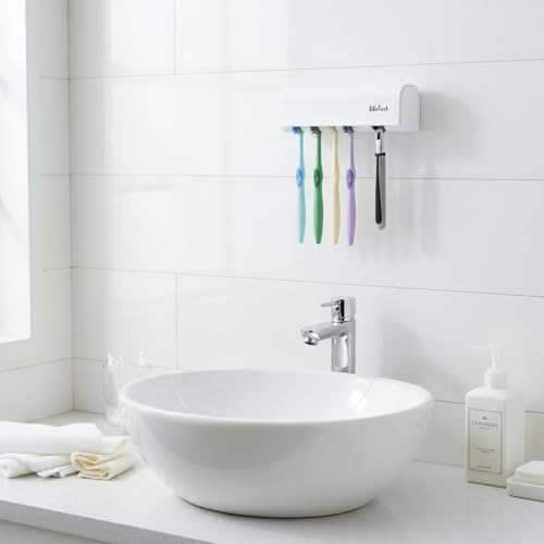 Dustproof Wall-Mounted Toothbrush Holder with Cover - 5 Slots