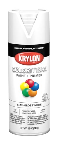 Krylon COLORmaxx Spray Paint & Primer - Semi-Gloss White, 12 Oz