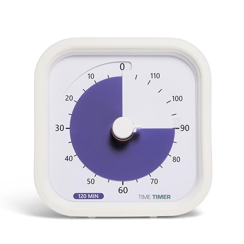 TIME TIMER 120 Minute MOD Education Edition ?? Visual Timer with Desktop Software for Kids Classroom Learning, Testing Timer, Study Tool and Office Meetings with Silent Operation (White - 120min)
