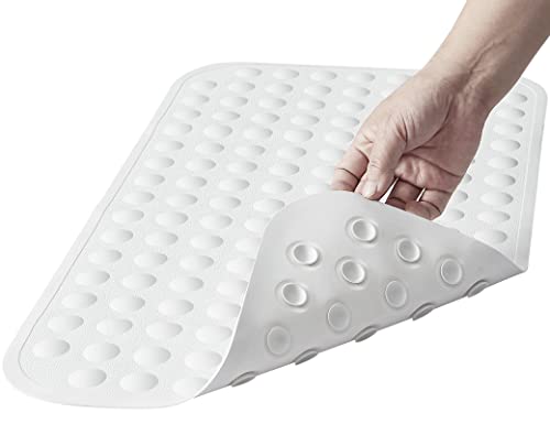 Yanzifly 27x15.3 Inch Silicone Non-Slip Bathtub Mat with Suction Cups, White