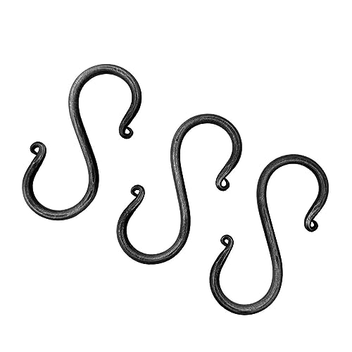 Heavy Duty Wrought Iron S Hooks - Set of 3 for Hanging Plants & Utensils