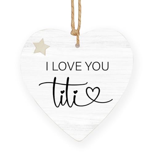 Aunt Heart Ornament - Wooden Christmas Decoration, 3.54"