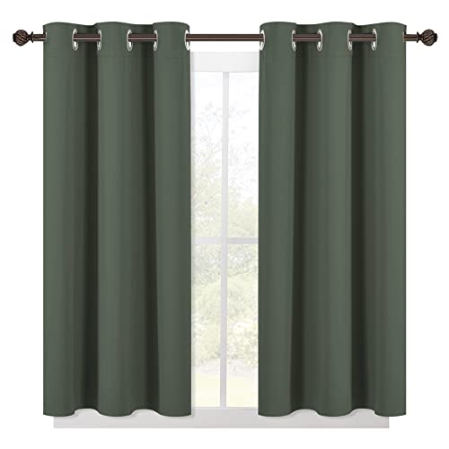 NICETOWN Short Blackout Curtains - 42x45 Inch Thermal Drapes, Dark Mallard