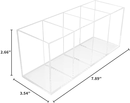 Clear Acrylic Pen Holder with 4 Compartments - Makeup Brush Organizer