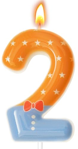 Beutka Number 2 Birthday Candle Blue Cake Topper for Party Decorations
