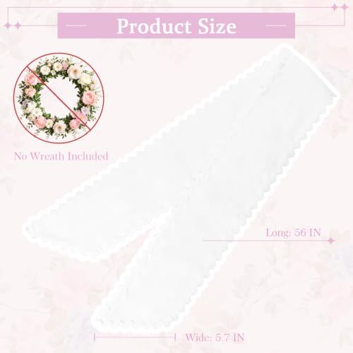 White Wreath Sash with Trim, 56 x 5.7 Inches for Front Door