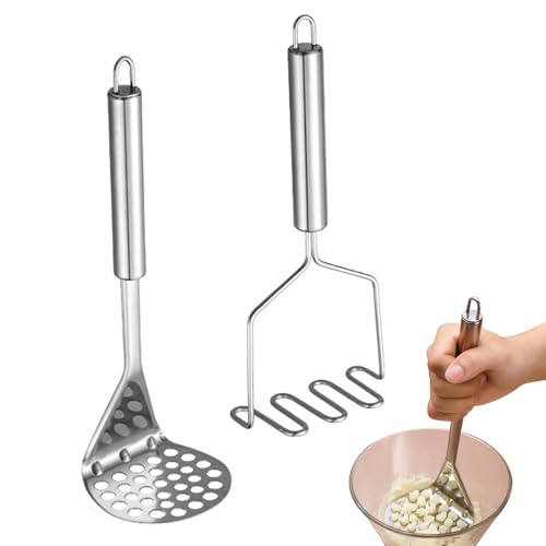Pilarmuture Stainless Steel Potato Masher 2-Pack Heavy Duty Wire Tool