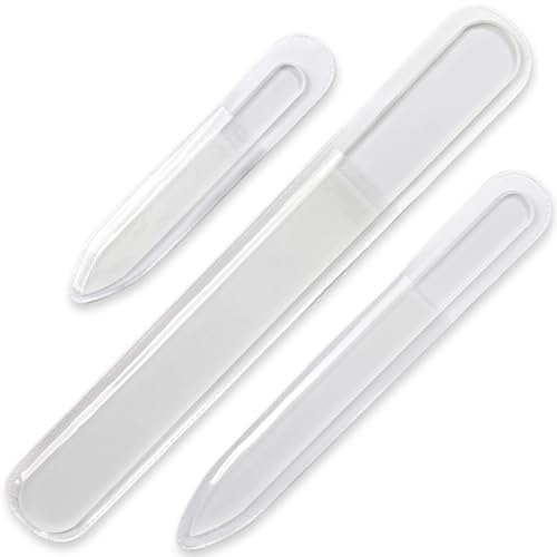 Jaasuee 3-Piece Czech Glass Nail File Set - Double-Sided & Washable