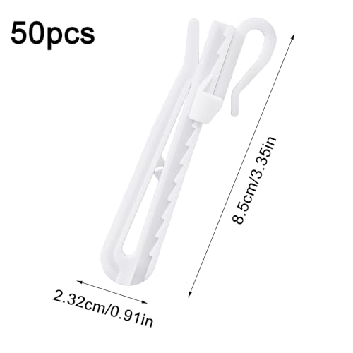50 Heavy Duty Adjustable Plastic Curtain Hooks for Drapes