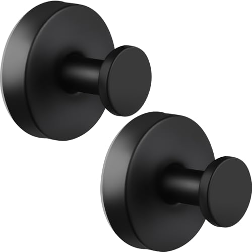 Dntorx Black Stainless Steel Suction Cup Hooks - 2 Pack Heavy Duty